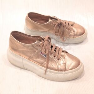 SUPERGA Women's Metallic Rose Gold Chunky Platform Sneakers Size 8